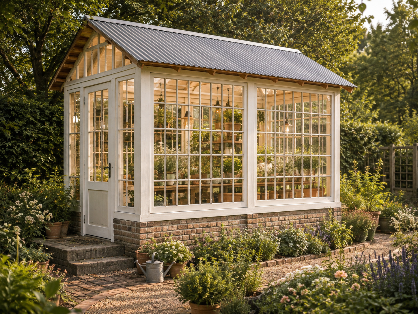 Concept rendering of a Reserve Greenhouses garden house using large, many-paned historic-style windows